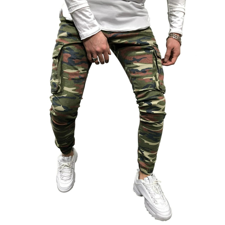 Man Slim Casual Jogger Pants Sweatpants Cargo Combat Loose Streetwear Trousers